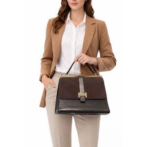 Gianni Bini Tan & Gold Structured Handbag | Business Casual Sophisticated Purse